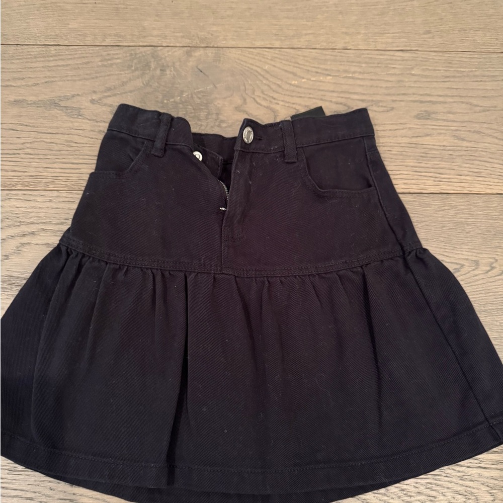 H&M Black Pleated Skater Mini Skirt